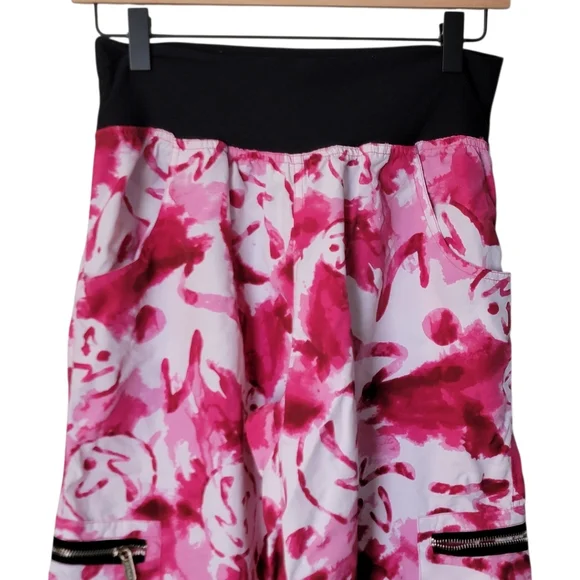 Womens Zumba Cargo Pink Black White Workout Pants XL - Picture 2 of 8